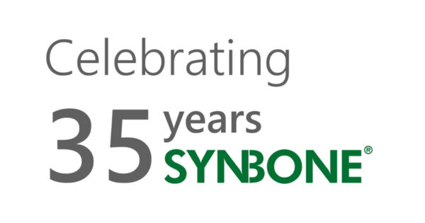 SYNBONE 35 years copy Text on a white background : Celebrating 35 YEARS SYNBONE